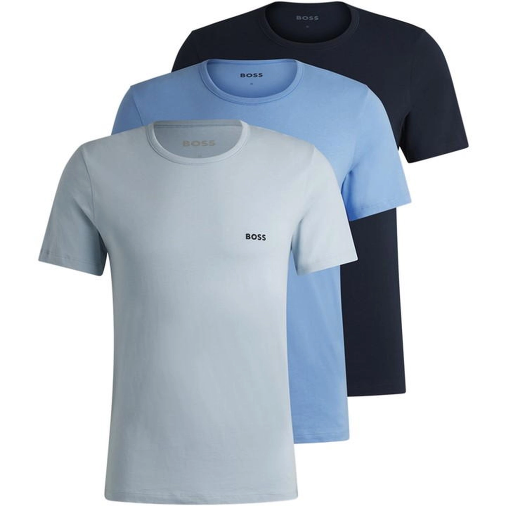 Hugo Boss Mens Regular Fit Crew-neck T-Shirt 3-Pack - Blue